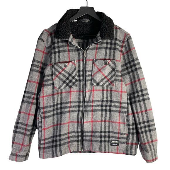 WeSC Unisex Plaid‎ Fleece-Lined Full-Zip Shirt Jacket Size M Multicolor - Picture 1 of 11